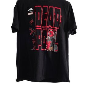 Adidas x Marvel Men's Size XL Black Red Deadpool T-Shirt